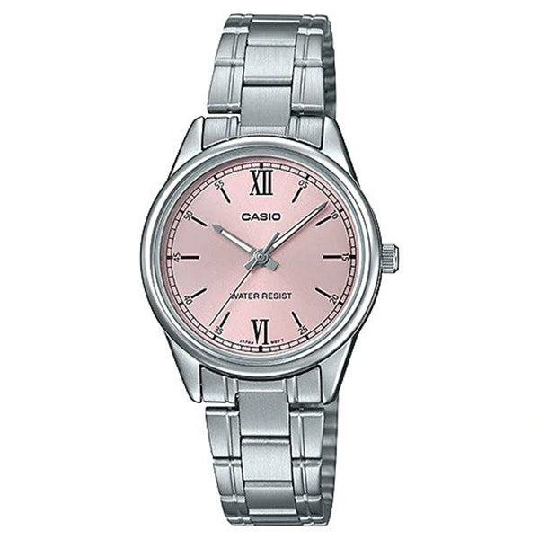 CASIO Women's Pink Dial Stainless Steel Band Watch - LTP-V005D-4B2