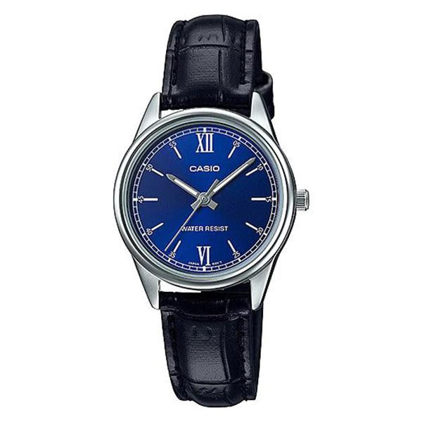 Casio Women's Blue Dial Leather Strap Analog Watch - LTP-V005L-2B