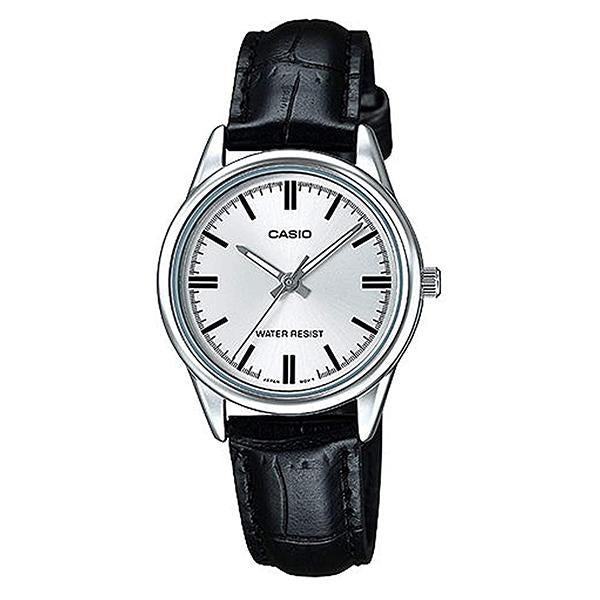 Casio Women's Silver Dial Leather Strap Watch - LTP-V005L-7A