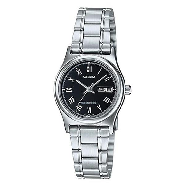 CASIO Womens Stainless Steel Band Black Dial Watch - LTP-V006D-1B