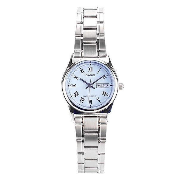 CASIO Womens Blue Dial Stainless Steel Band Watch - LTP-V006D-2B