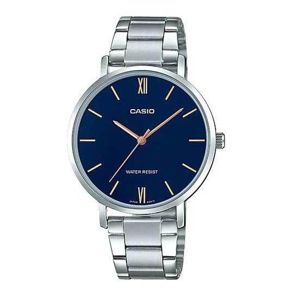 Casio LTP-VT01D-2BUDF Silver Plated Case SS Band Women's Watch