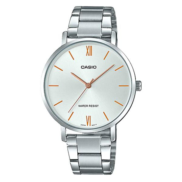 Casio Women's Silver Dail Stainless Steel Watch - LTP-VT01D-7BUDF