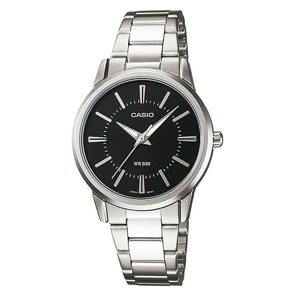 Casio Women's Black Dial Stainless Steel Band Analog Watch LTP1303D-1A
