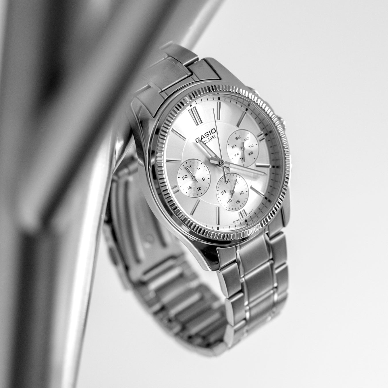 Casio MTP-1375D-7AVDF Silver Ion Plated Case SS Band Men's Watch