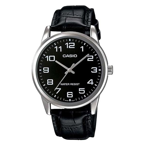 Casio Black Dial Leather Strap Analog Watch - MTP-V001L-1B