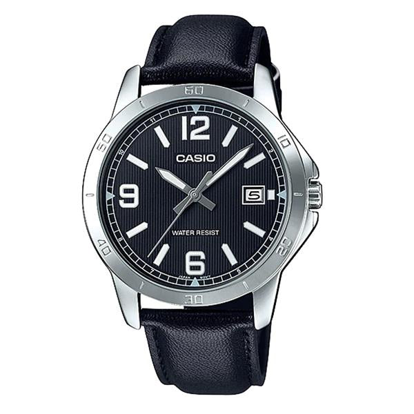 Casio Men's Black Dial Leather Strap - MTP-V004L-1BUDF