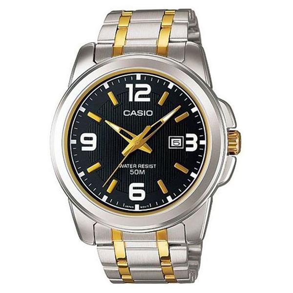 CASIO Men's Black Dial Stainless Steel Band Analog Watch MTP1314SG-1A