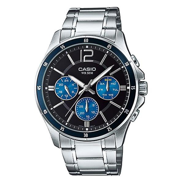 Casio Men's Black Dial Stainless Steel Band Analog Watch - MTP1374D-2A