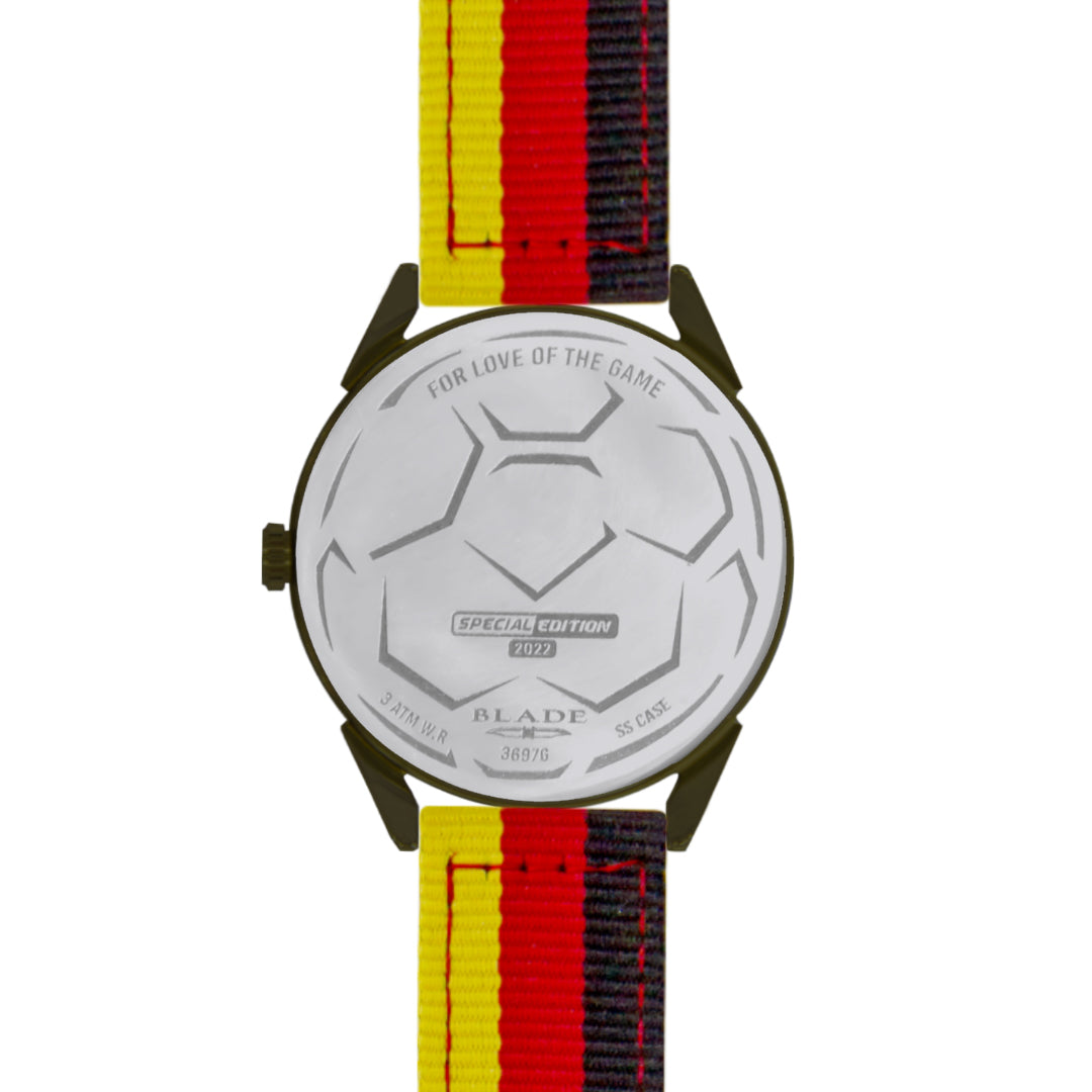 BLADE 3697GNN6F Black-Red-Yellow Retro-Fútbol Special Edition NATO Strap Unisex Watch - Back