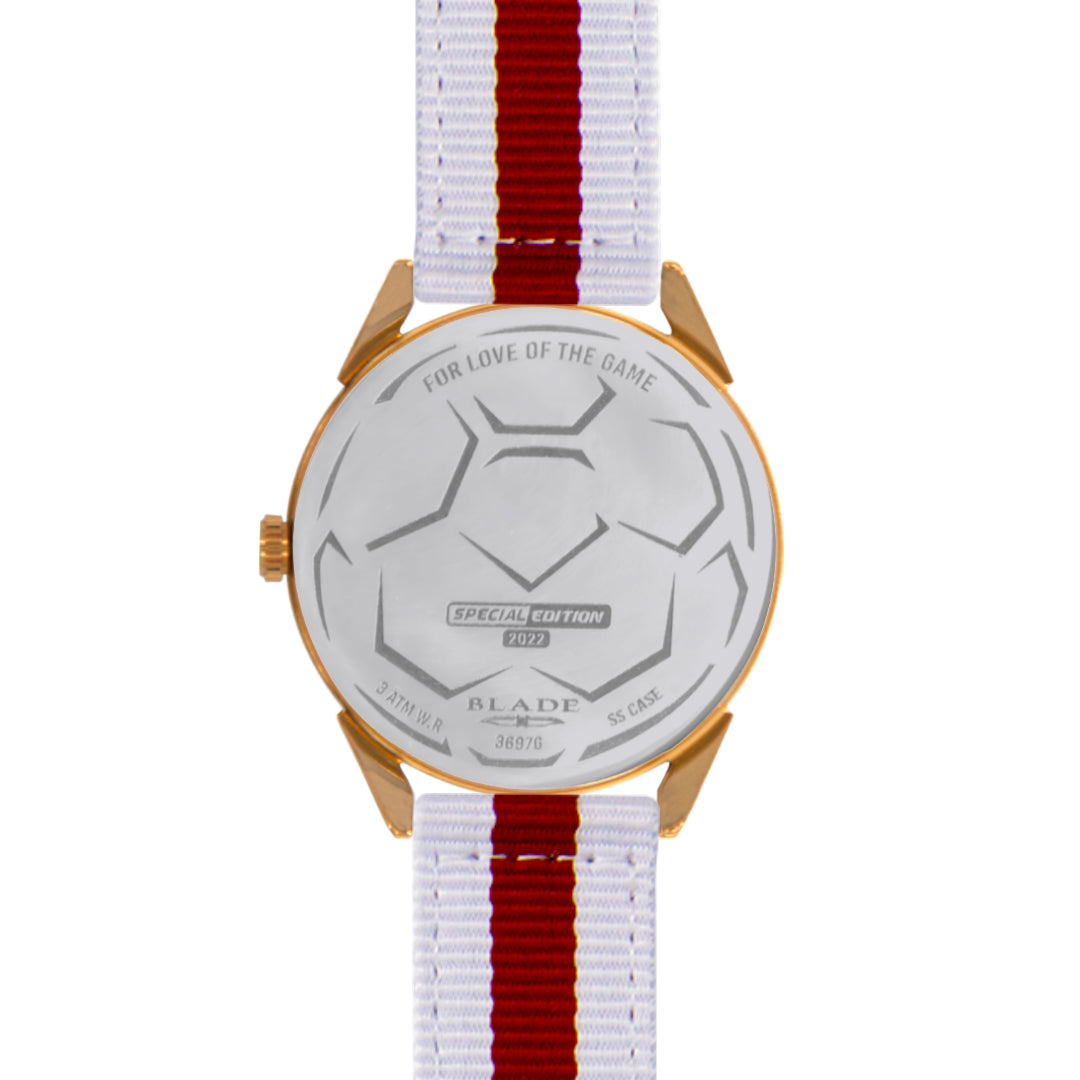 BLADE 3697GRW6J White-Maroon Red Retro-Fútbol Special Edition NATO Strap Unisex Watch - Back
