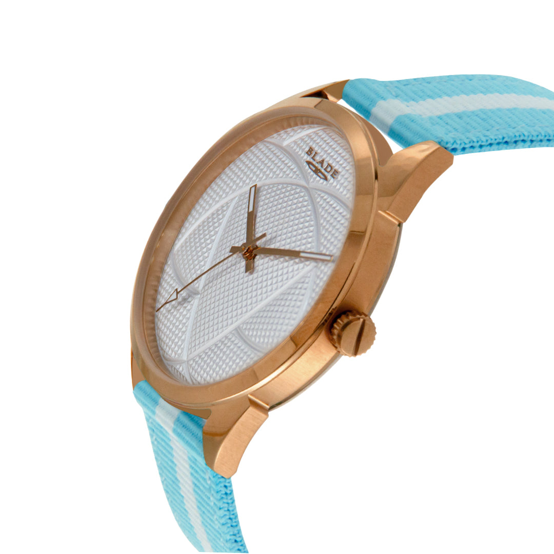 BLADE 3697GSW6A White-Blue Retro-Fútbol Special Edition NATO Strap Unisex Watch - Side 04