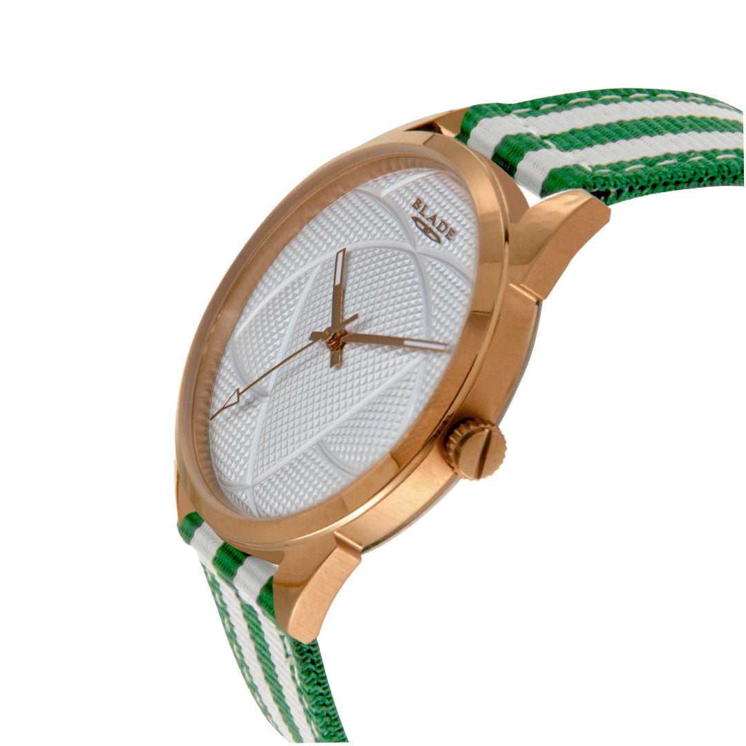 BLADE 3697GSW6G White-Green Retro-Fútbol Special Edition NATO Strap Unisex Watch - Side 03