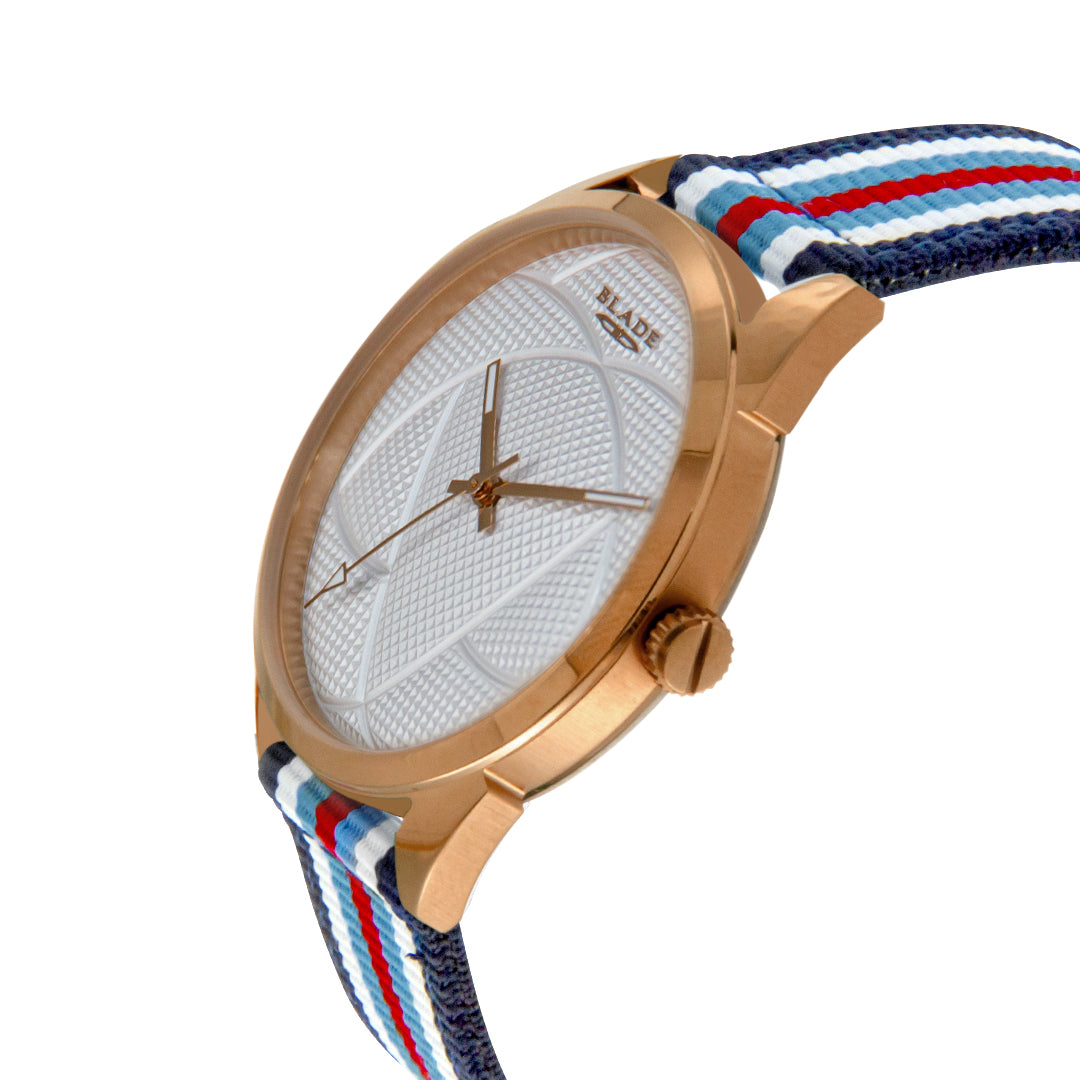 BLADE 3697GSW6D Navy Blue-Blue-Red-White Retro-Fútbol Special Edition NATO Strap Unisex Watch - Side 04