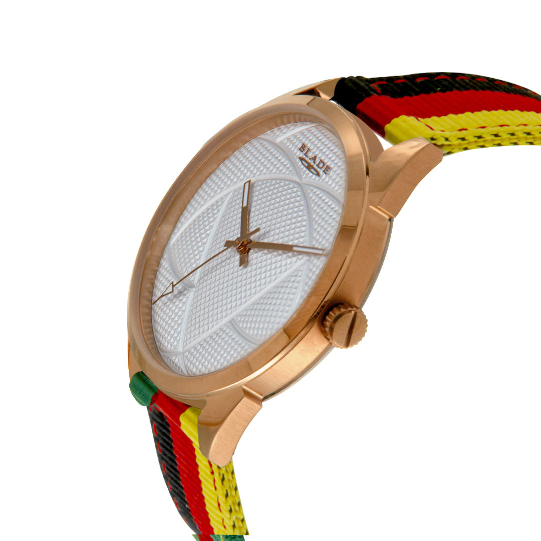 BLADE 3697GNN6F Black-Red-Yellow Retro-Fútbol Special Edition NATO Strap Unisex Watch - Side 03