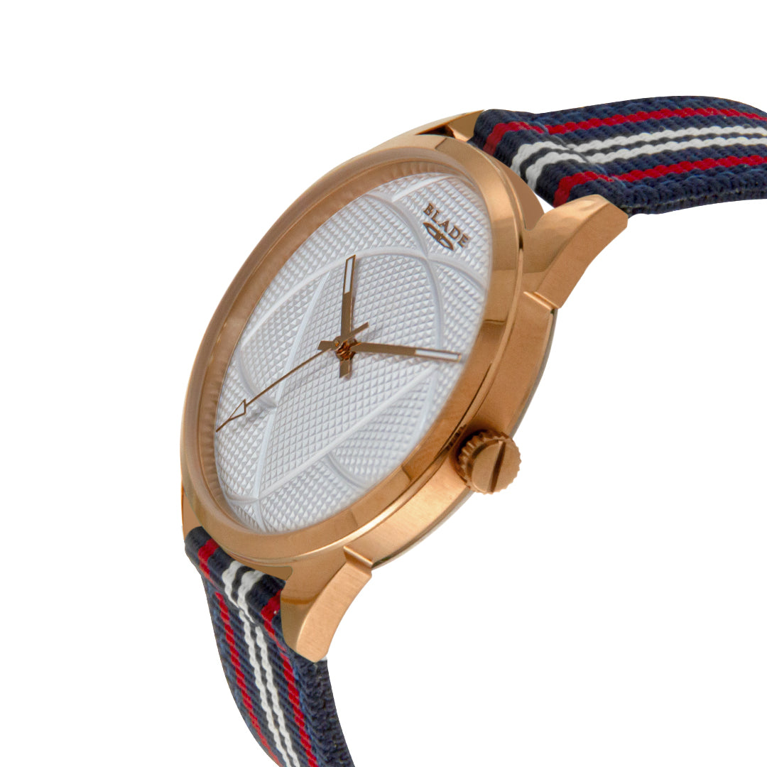 BLADE 3697GSW6L Navy Blue-Red-White Retro-Fútbol Special Edition NATO Strap Unisex Watch - Side 03
