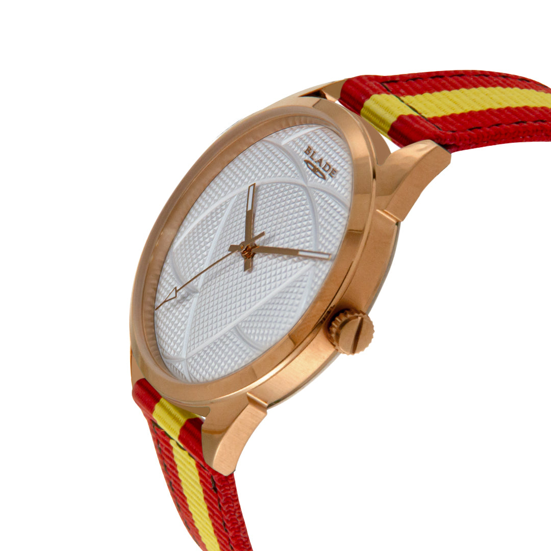 BLADE 3697GNN6K Red-Yellow Retro-Fútbol Special Edition NATO Strap Unisex Watch - Side 03