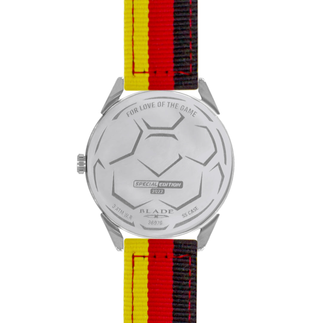 BLADE 3697GNN6F Black-Red-Yellow Retro-Fútbol Special Edition NATO Strap Unisex Watch - Side 04