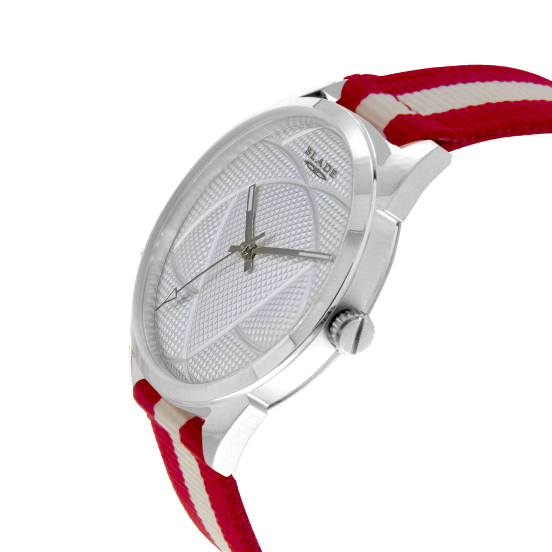 BLADE 3697GRW6C White-Red Retro-Fútbol Special Edition NATO Strap Unisex Watch - Side 04