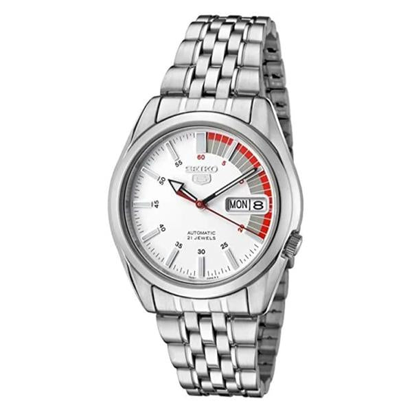 Seiko Men's Red and White Dial Stainless Steel Case & Band Automatic Movement Watch SNK369K1