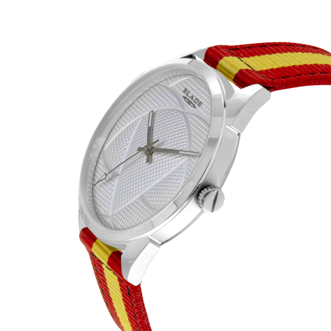 BLADE 3697GNN6K Red-Yellow Retro-Fútbol Special Edition NATO Strap Unisex Watch - Side 04