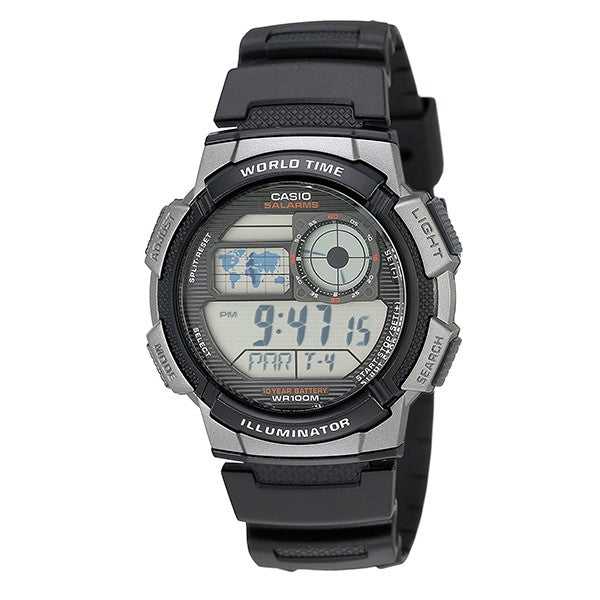 Casio Unisex Black Dial Black Resin Case back Black Resin Band Digital Watch AE1000W-1B