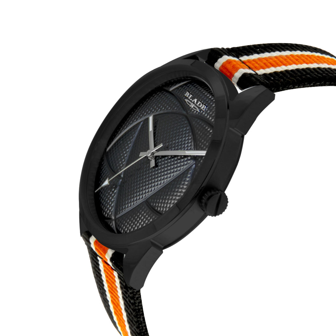 BLADE 3697GSW6H Black-Orange-White Retro-Fútbol Special Edition NATO Strap Unisex Watch - Side 04