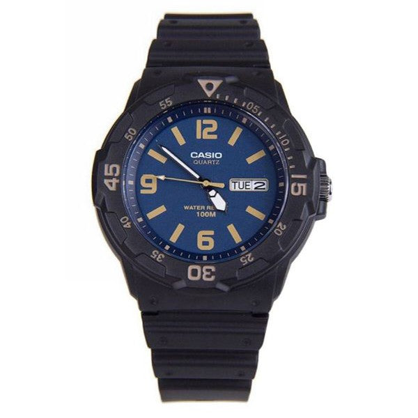Casio Men's Blue Dial Black Resin Band Analog Watch MRW-200H-2B3
