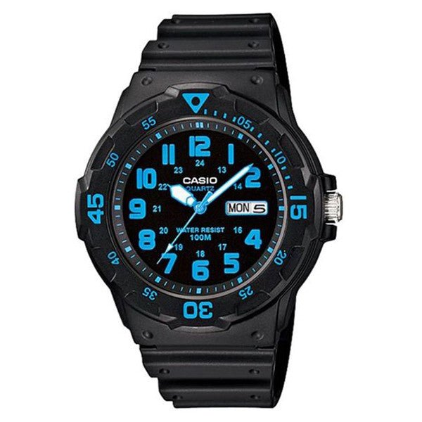 Casio Men's Blue-Black Dial Black Resin Band Analog Watch MRW-200H-2B