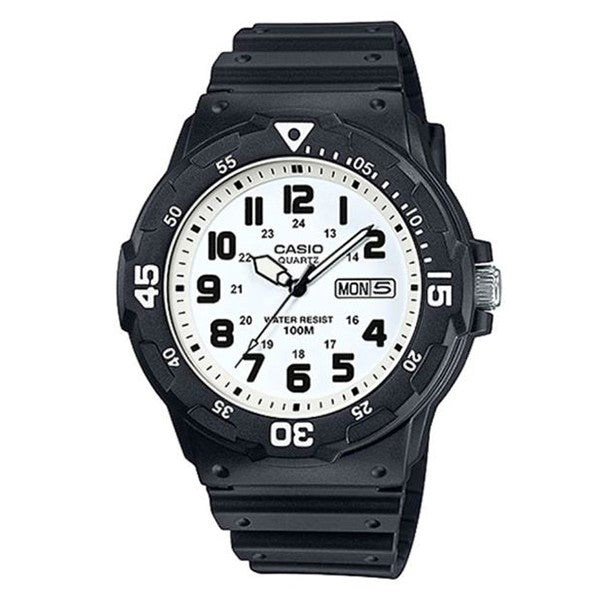 Casio Men's White Dial Black Resin Band Analog Watch MRW-200H-7B