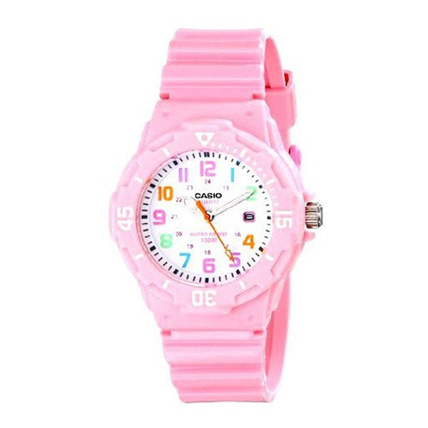 Casio Women's White Dial Pink Resin Band and case Analog Watch LRW-200H-4B2