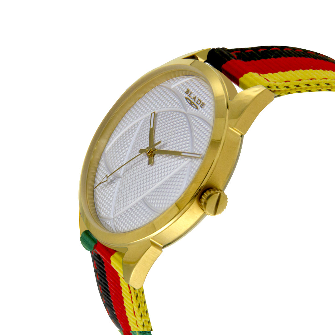 BLADE 3697GNN6F Black-Red-Yellow Retro-Fútbol Special Edition NATO Strap Unisex Watch - Side 02