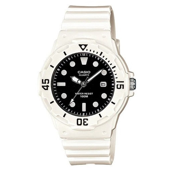 Casio Women's Black Dial White Resin Band Analog Watch LRW-200H-1E