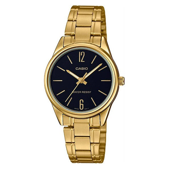 Casio Women's Black Dial Gold plated Analog Watch - LTP-V005G-1B