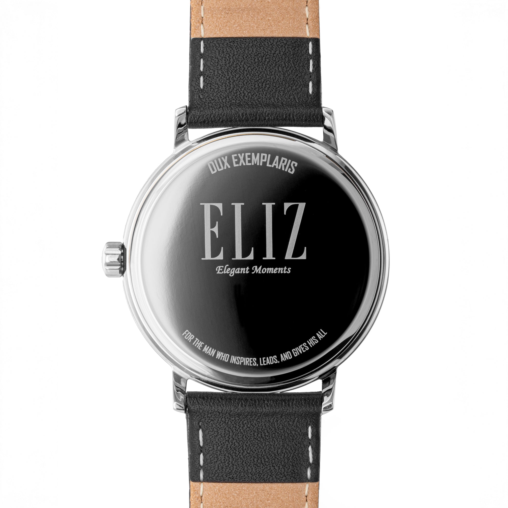 ELIZ ES8950G1SWN SS Case & Leather Strap Date Men's Watch