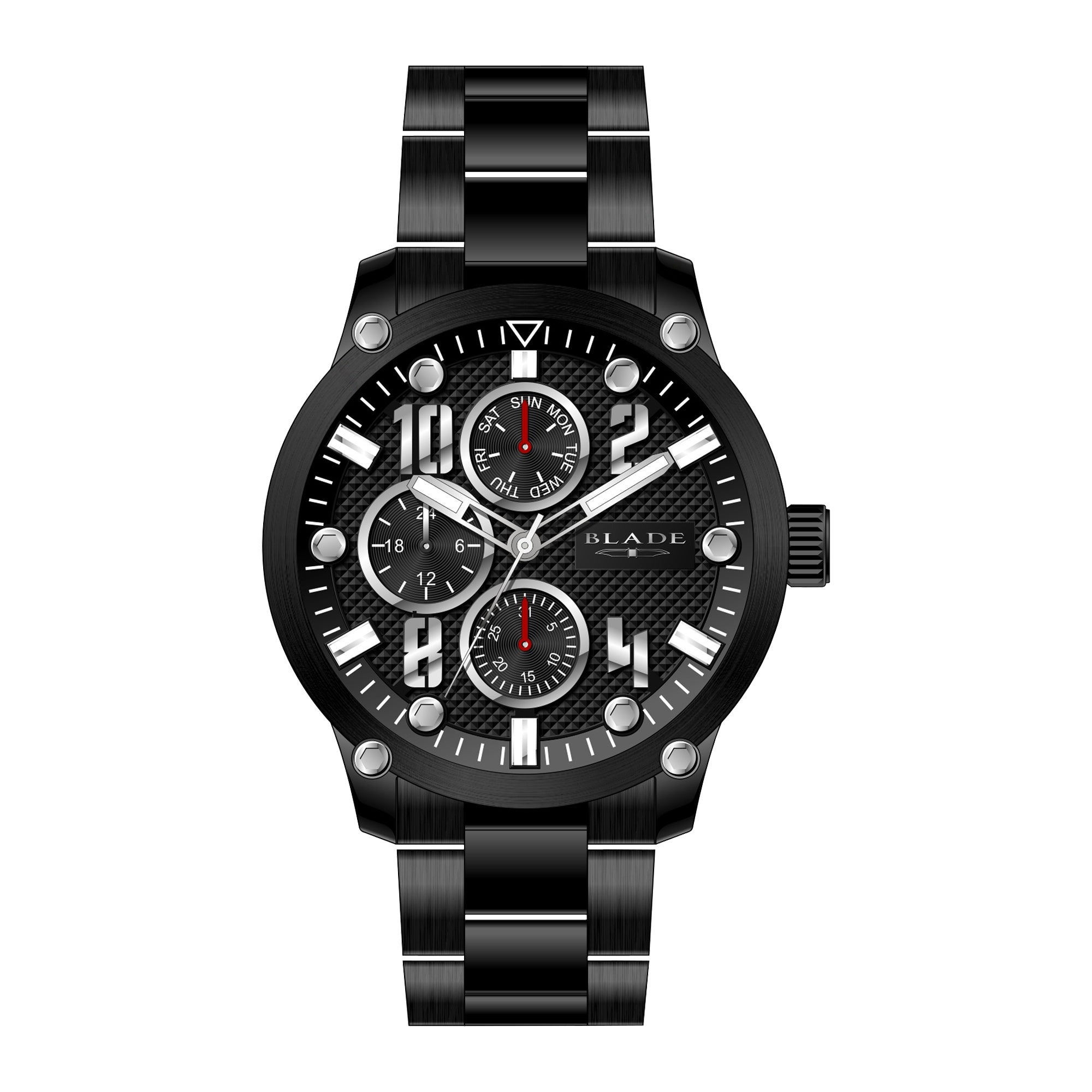 BLADE Combat II Noir 3563G2NNN SS Case & Band Multifunction Men's Watch