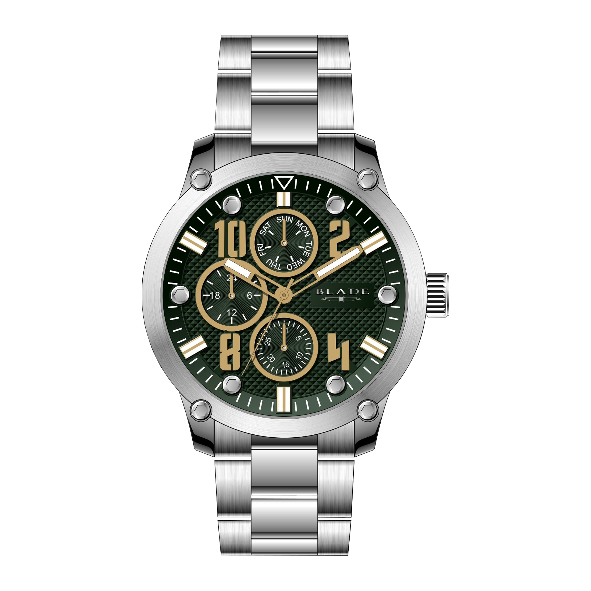 BLADE Combat II Khaki 3563G2SES SS Case & Band Multifunction Men's Watch