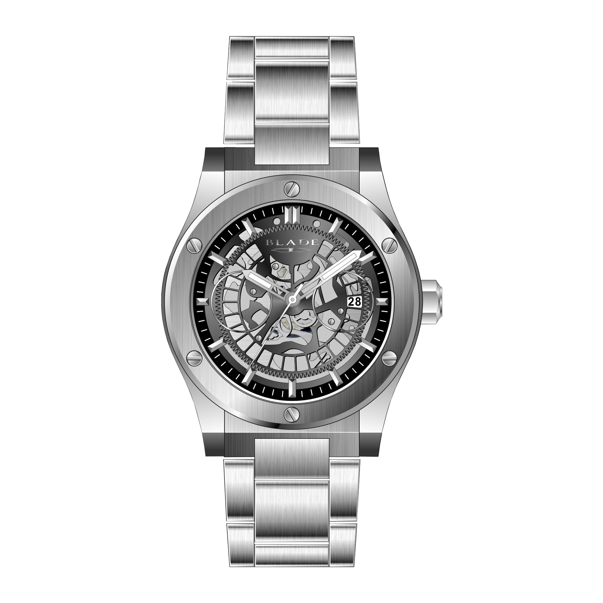 BLADE Twist Grey 3581G2SGS SS Case & Band Calendar Men's Watch