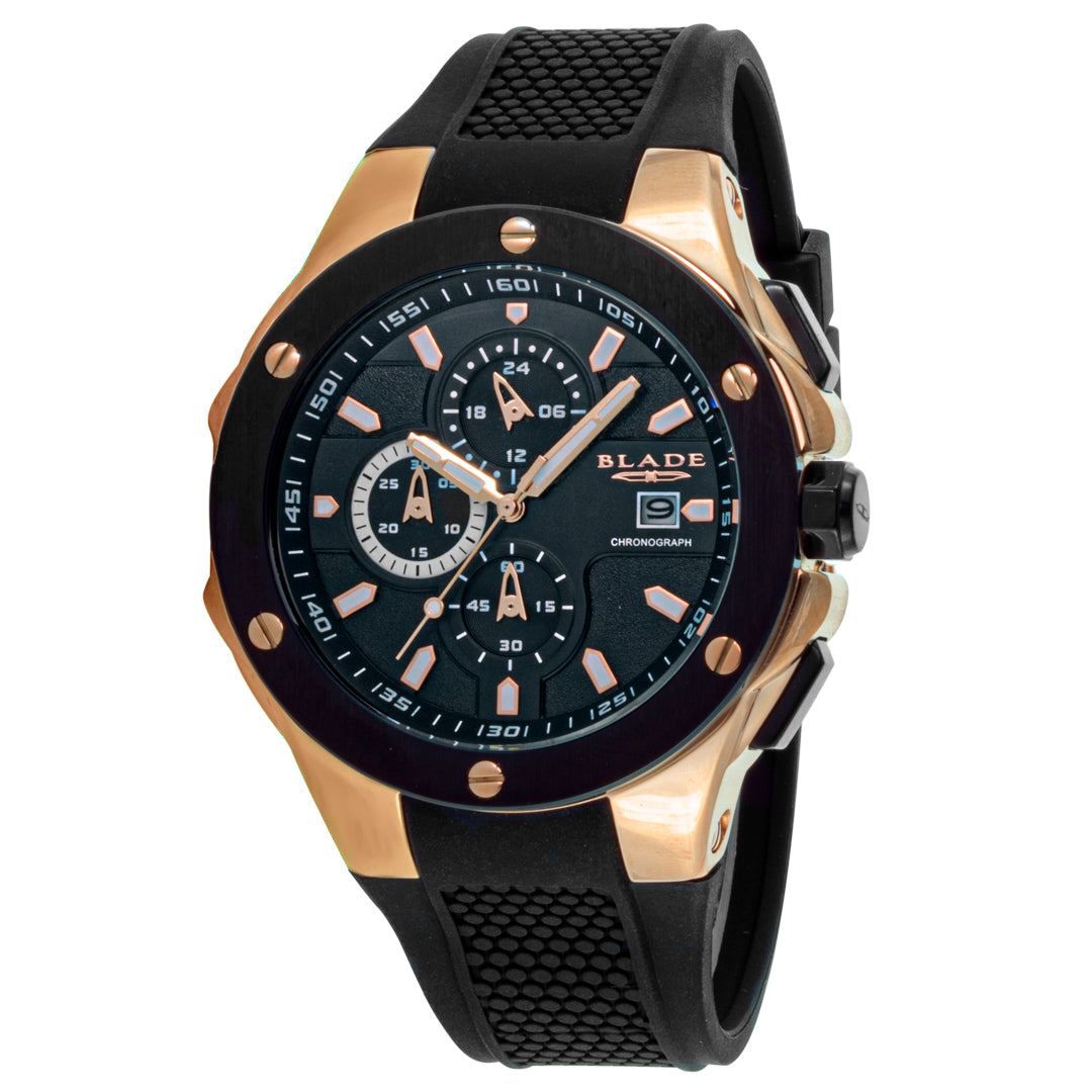 BLADE Bolt 3584G5QNN PVD Rose Case Black Silicone Strap Men's Watch