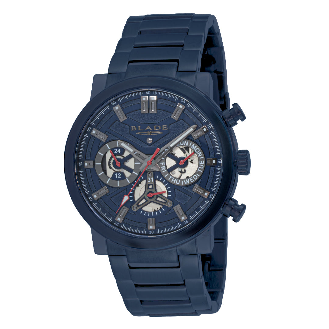 BLADE Aztec Navy 3585G2BBB SS Case & Band Multifunction Men's Watch