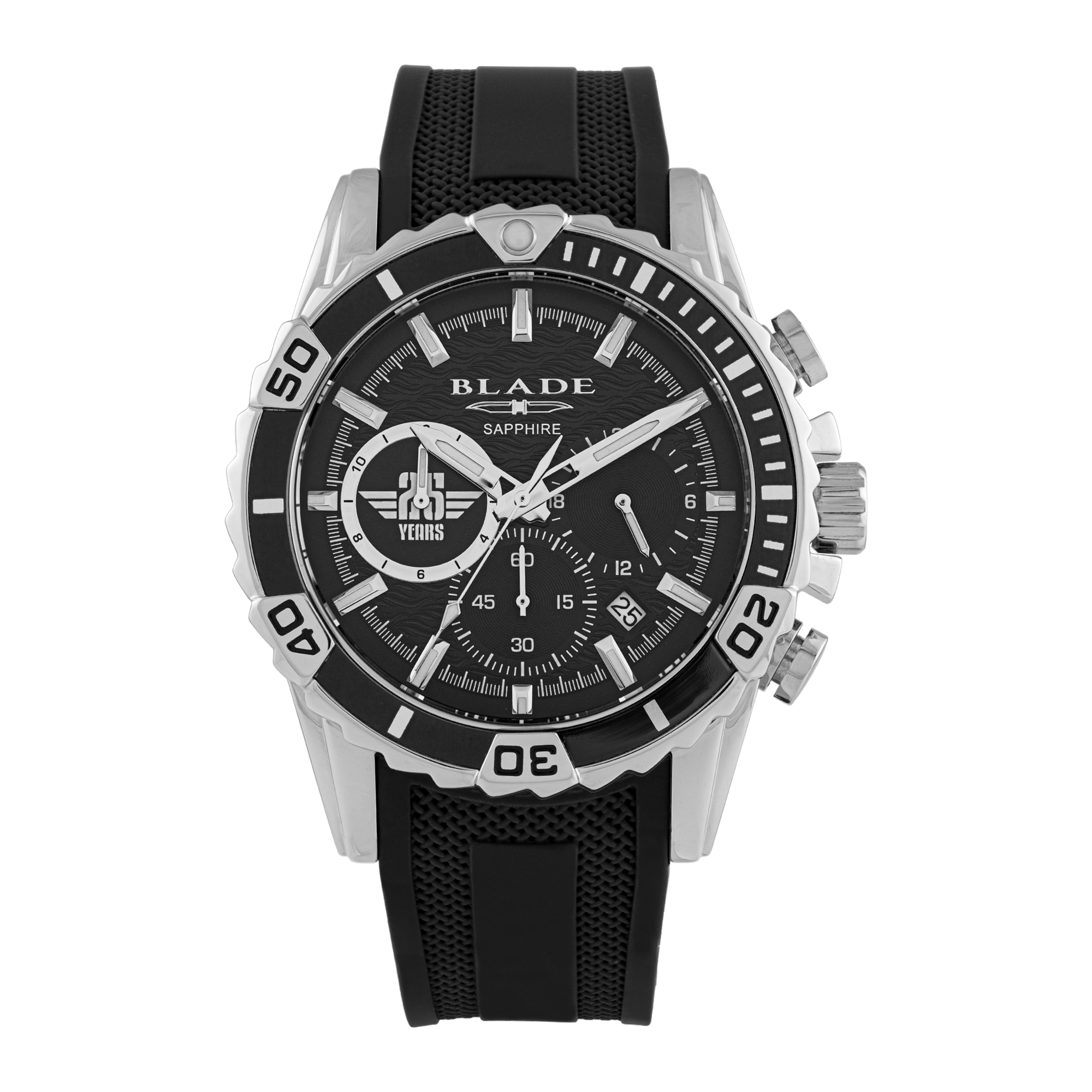 BLADE GRIT BLACK 3629G5SNN SS Case & Silicone Strap Dual-Time Multifunction Men's Watch