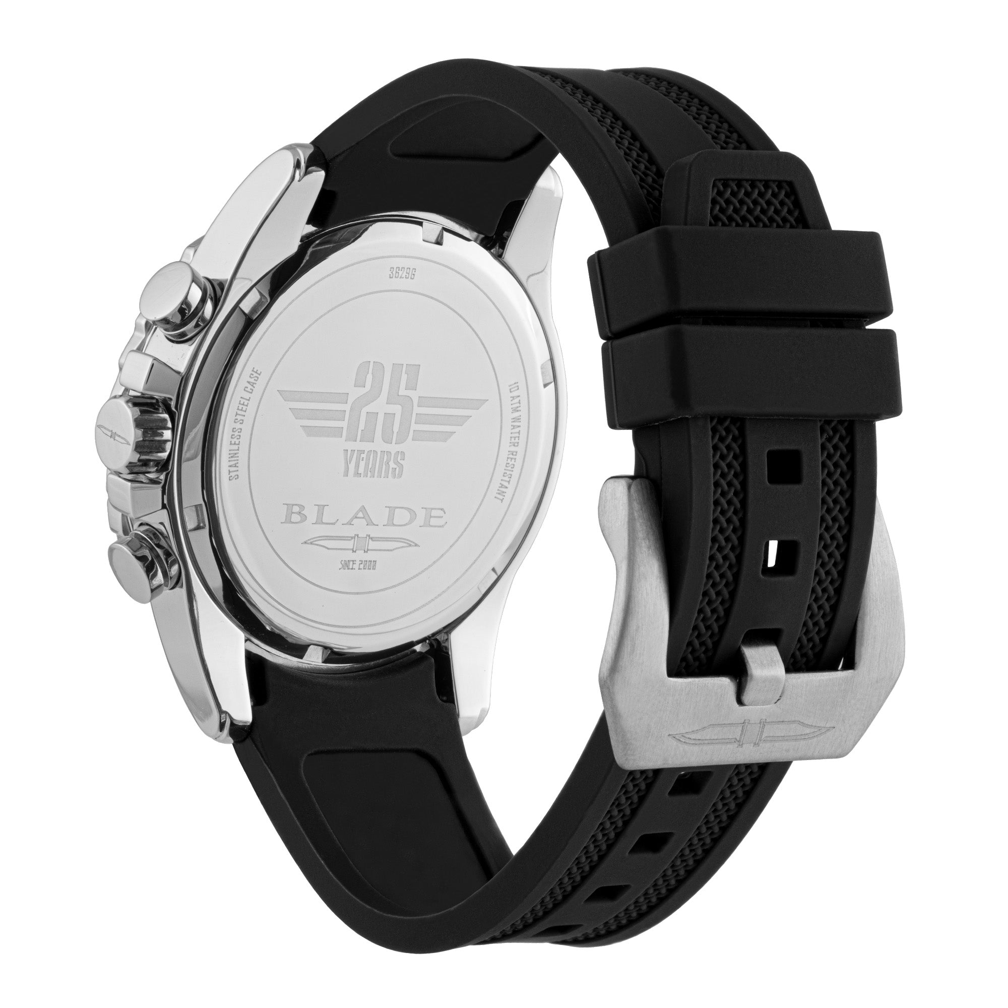 BLADE GRIT BLACK 3629G5SNN SS Case & Silicone Strap Dual-Time Multifunction Men's Watch