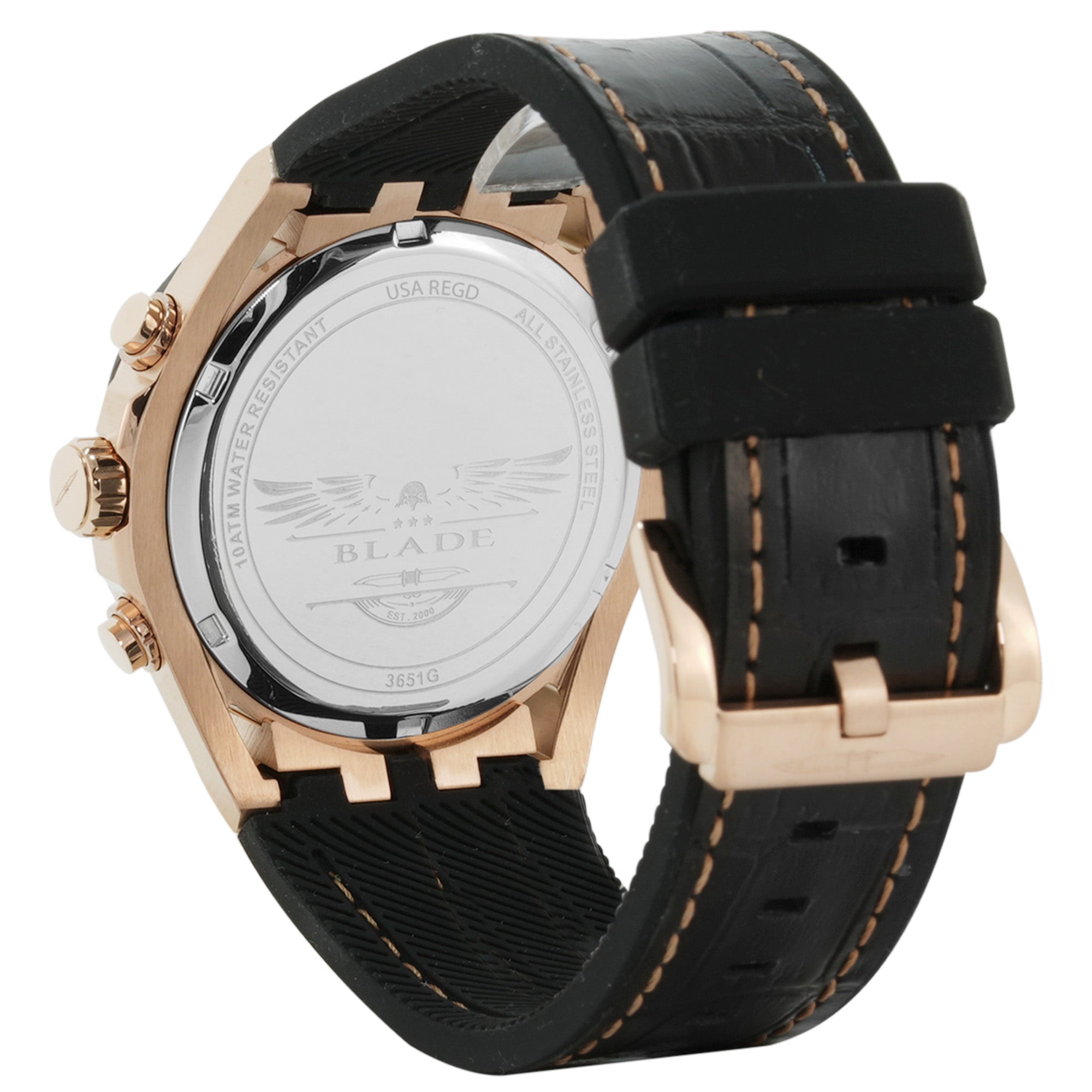 BLADE Elevate Grey 3651G9QGN SS & Leather/ Silicone Strap Multifunction Men's Watch