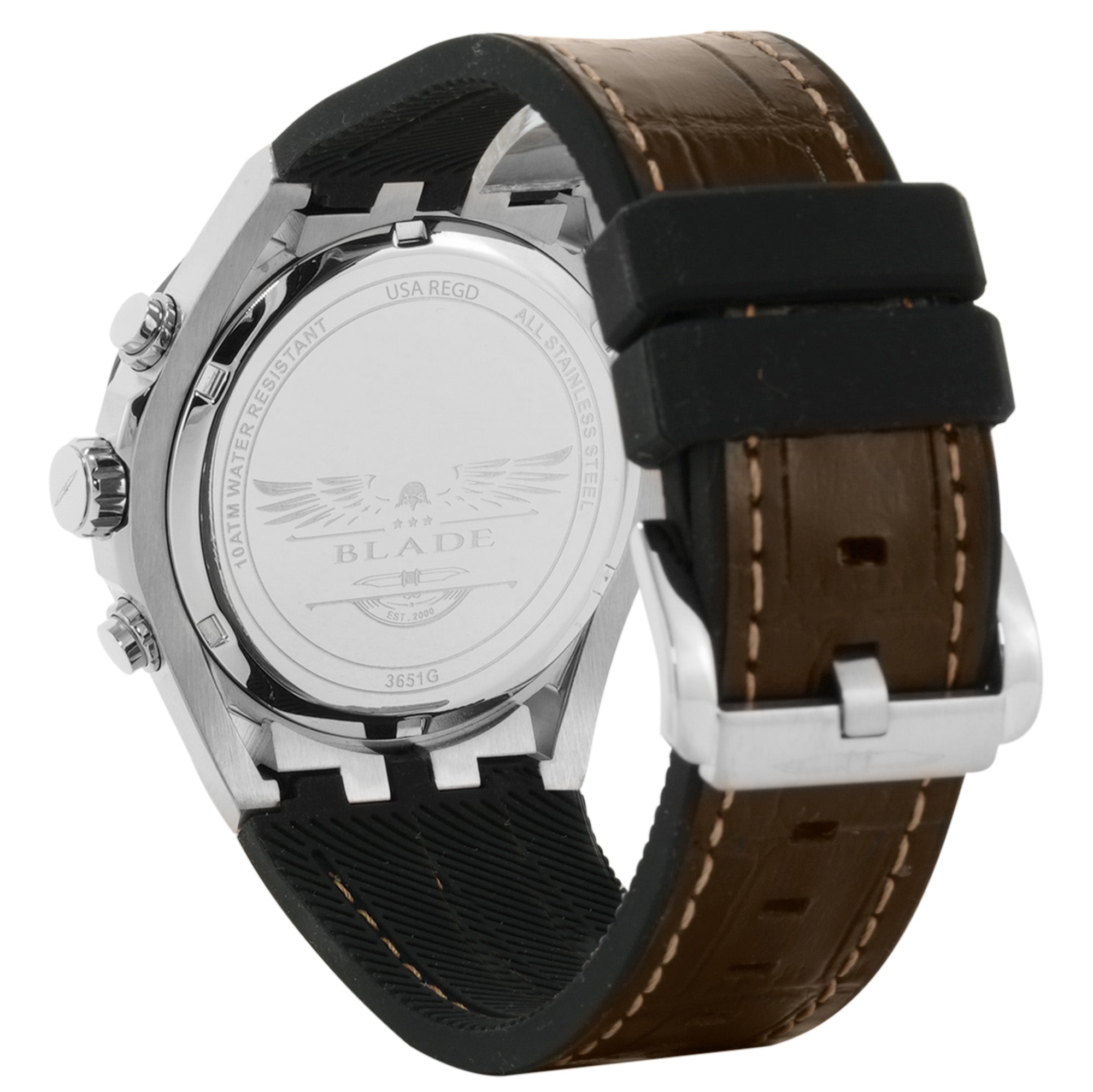 BLADE Elevate Sunset 3651G9SGO SS & Leather Strap Multifunction Men's Watch