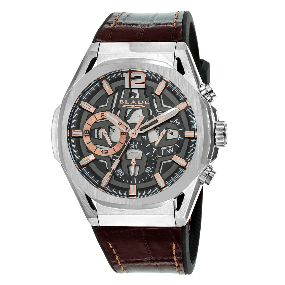 BLADE Elevate Sunset 3651G9SGO SS & Leather/ Silicone Men's Watch