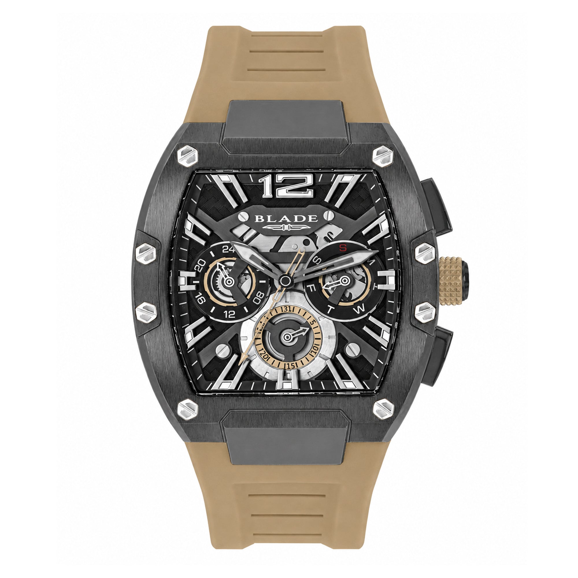 BLADE Magnifique Desert 3652G5AGD SS & Silicone Strap Multifunction Men's Watch