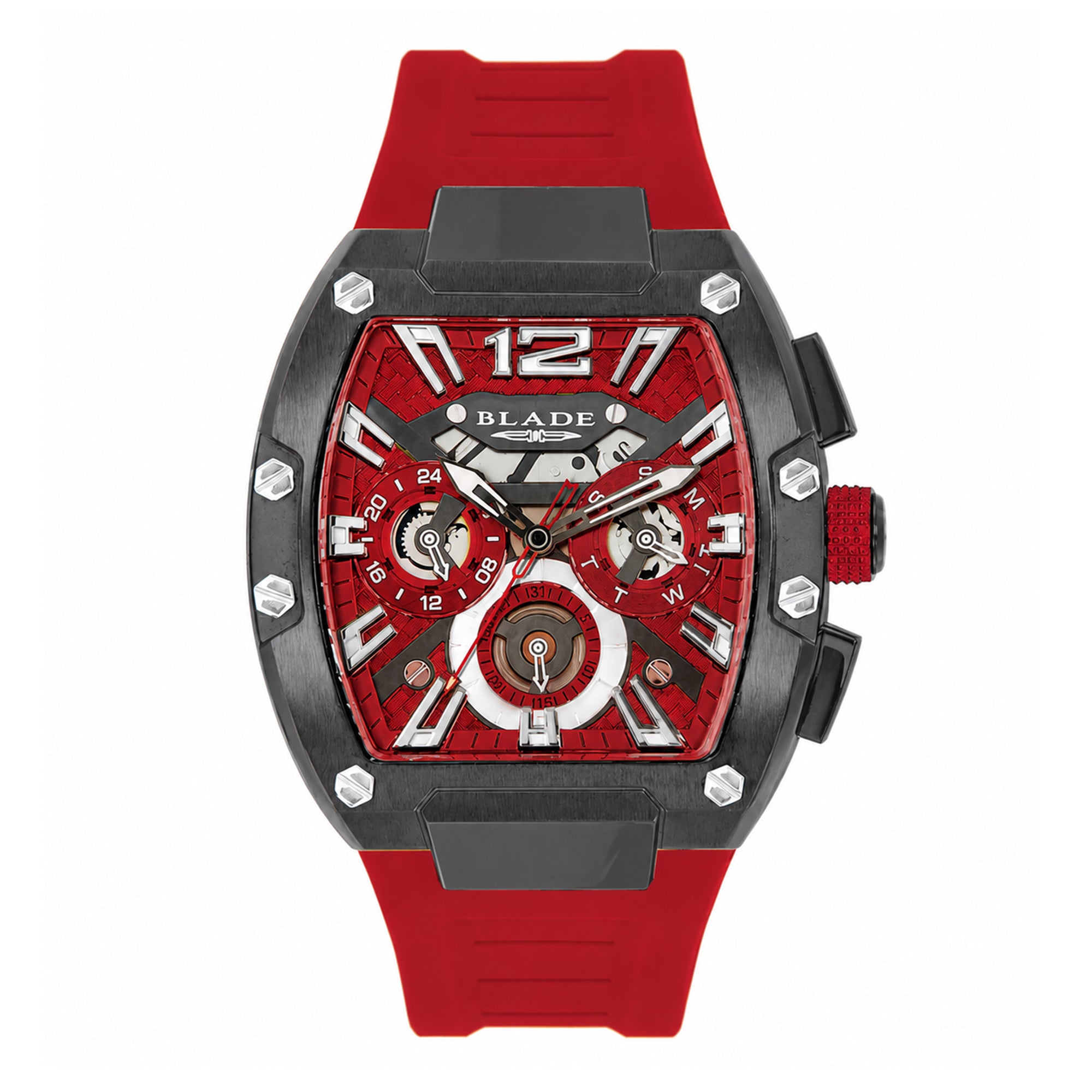 BLADE Magnifique Red 3652G5ARR SS Case & Silicone Strap Multifunction Men's Watch