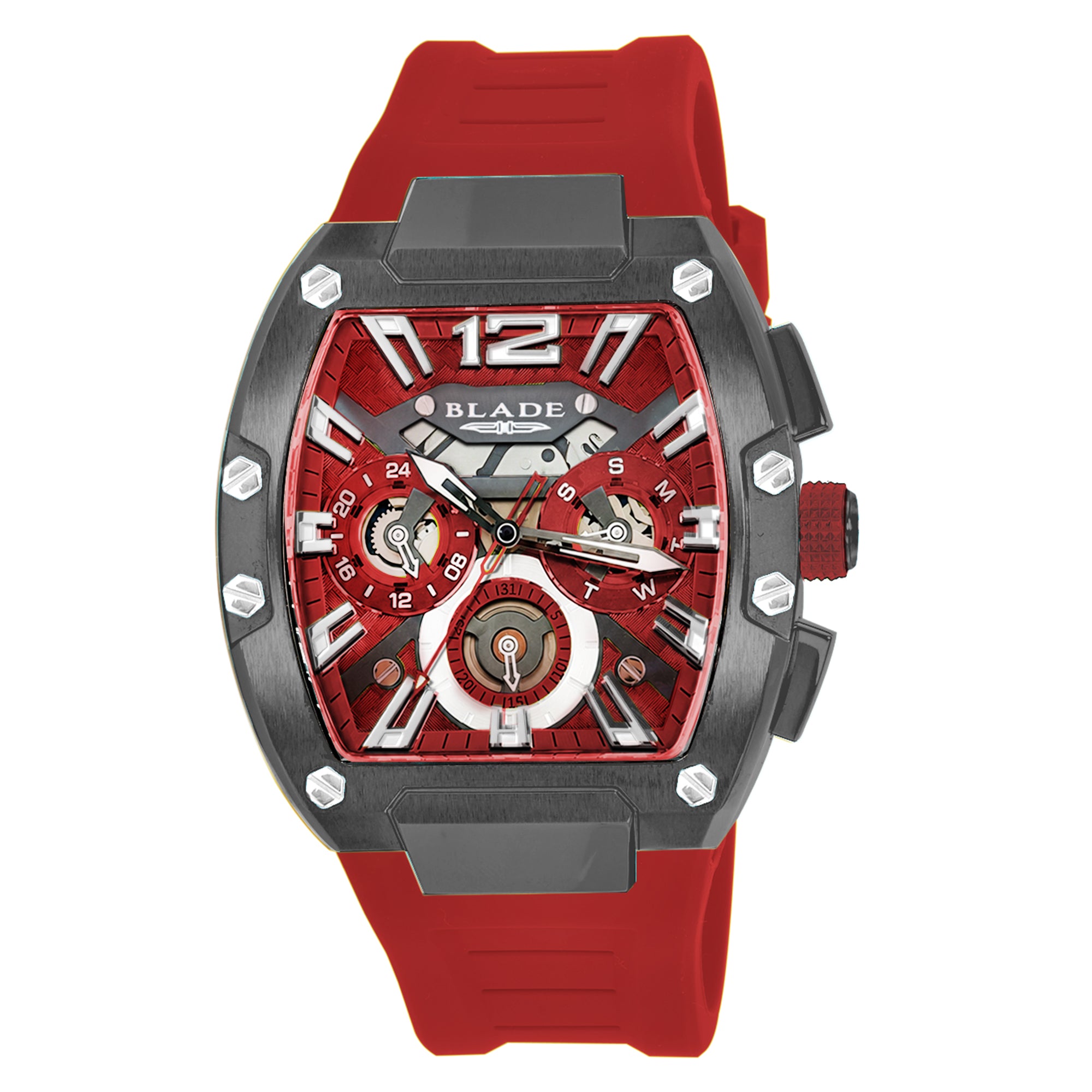 BLADE Magnifique Red 3652G5ARR SS Case & Silicone Strap Multifunction Men's Watch