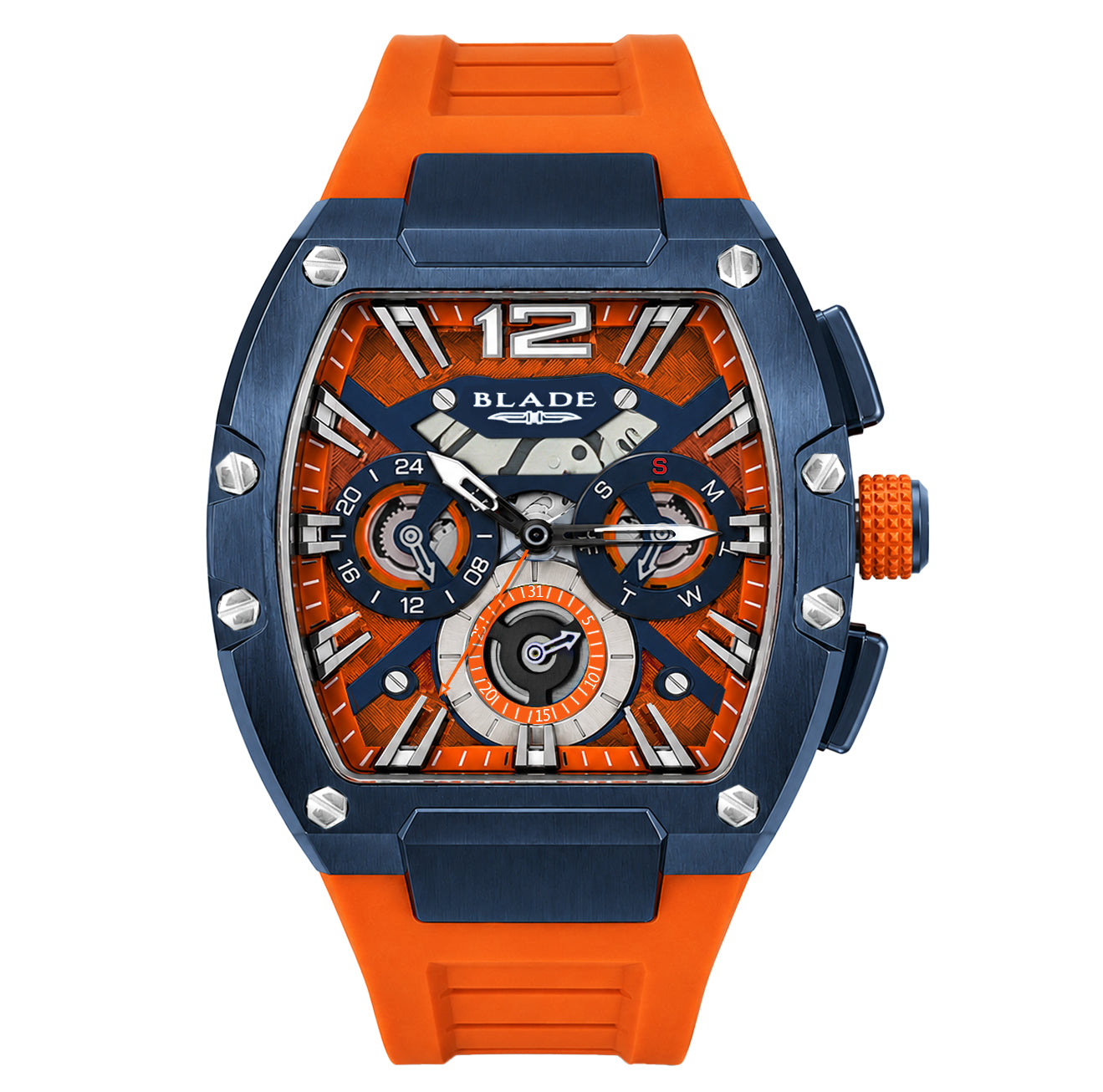 BLADE Magnifique Atom 3652G5BUA SS Case & Silicone Strap Multifunction Men's Watch