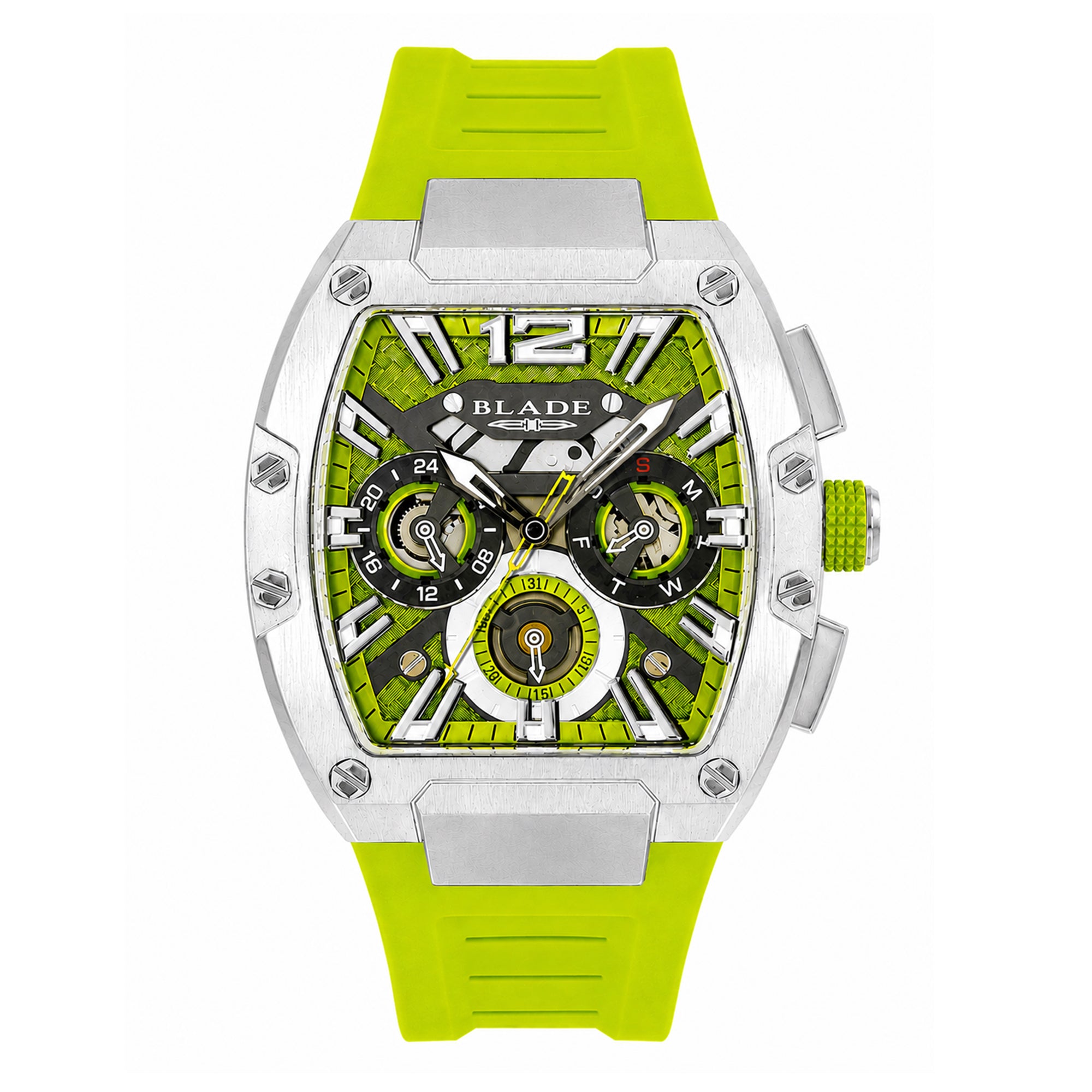 BLADE Magnifique Lime 3652G5SLL SS & Silicone Strap Multifunction Men's Watch